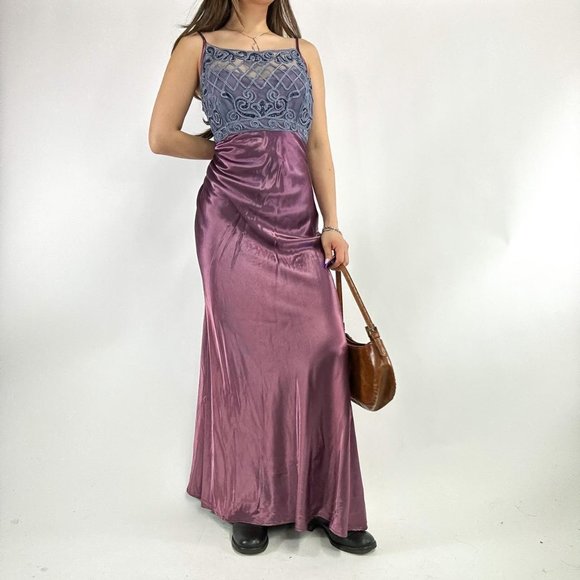 Ultra rare 90s simple slip dress long prom dress - Picture 4 of 8